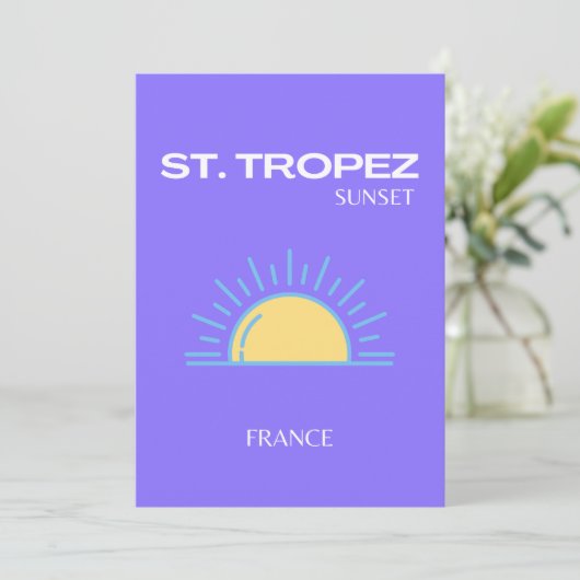 St. Tropez, Sunset, Paars Bedankkaart (Staand voorkant)