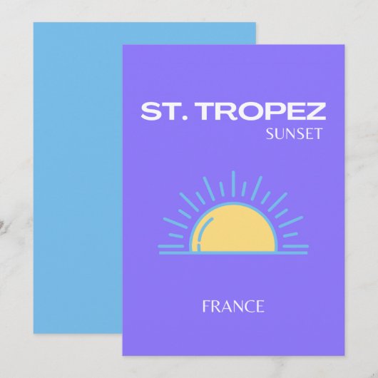 St. Tropez, Sunset, Paars Bedankkaart (Voorkant / Achterkant)