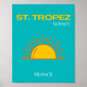 St. Tropez, Sunset, Travel Art, Turquoise Poster (Voorkant)