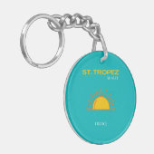 St. Tropez, Sunset, Travel Art, Turquoise Sleutelhanger (Voorkant Links)