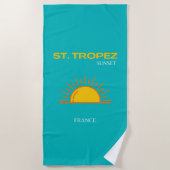 St. Tropez, Sunset, Travel Art, Turquoise Strandlaken (Voorkant)