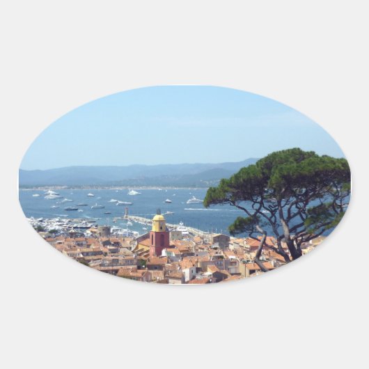 st-tropez uitzicht ovale sticker (Voorkant)