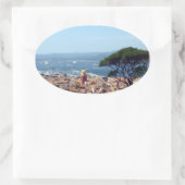 st-tropez uitzicht ovale sticker (Tas)