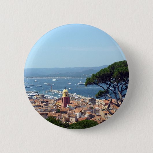 st-tropez uitzicht ronde button 5,7 cm (Voorkant)