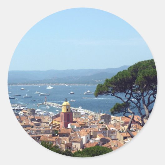 st-tropez uitzicht ronde sticker (Voorkant)