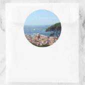 st-tropez uitzicht ronde sticker (Tas)