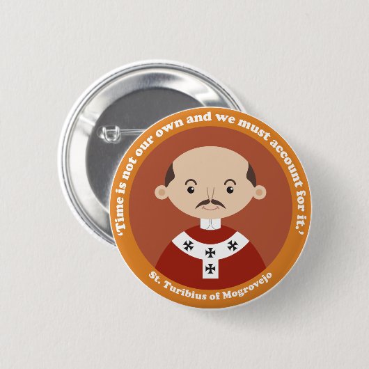 St. Turibius van Mogrovejo Ronde Button 5,7 Cm (Voorkant /achterkant)