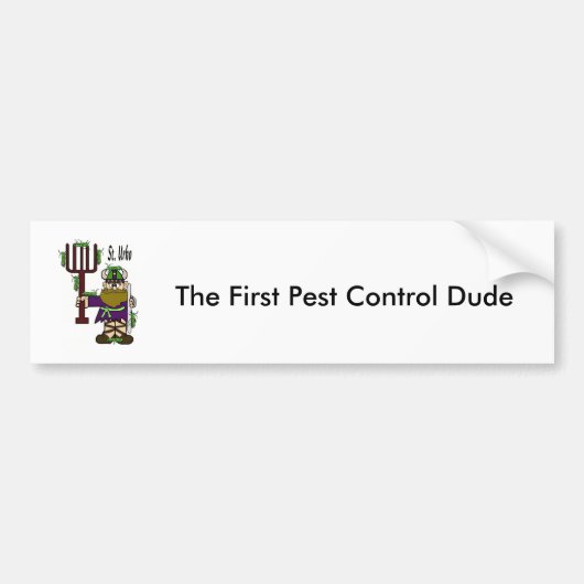 St. Urho Bumpersticker = "Pest Control Man" (Voorkant)