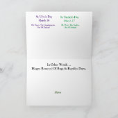 St. Urho en St. Patrick Bugs Snakes Removal Card Kaart (Binnen)