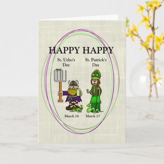 St. Urho en St. Patrick Together Card Kaart (Gele Bloem)