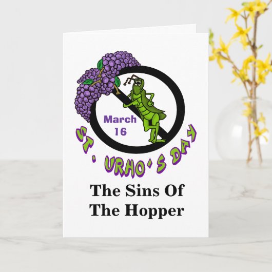 St. Urho's Day Grasshopper Ban Wenskaart Kaart (Gele Bloem)