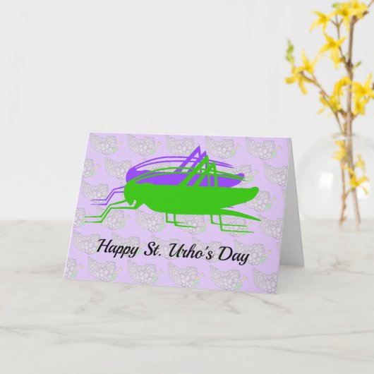St. Urho's Day Grasshopping Card Kaart (Gele Bloem)