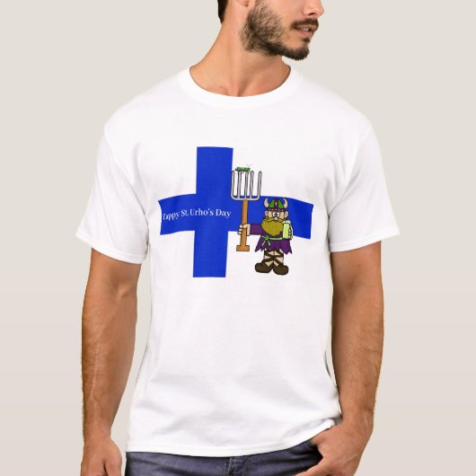 St. Urho's Day T-Shirt met Finse vlag (Voorkant)