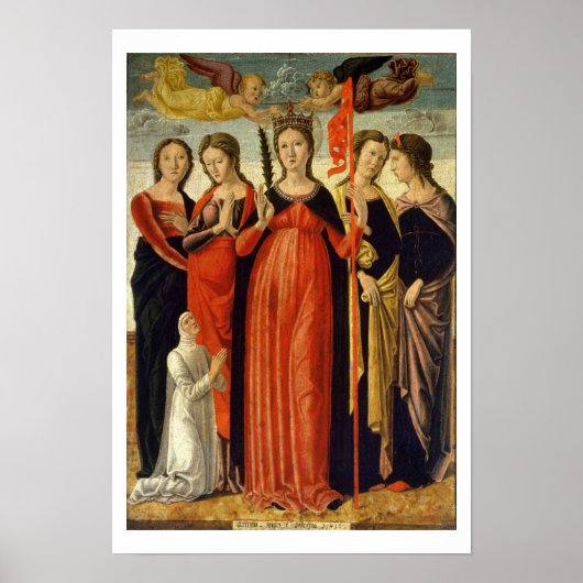 St. Ursula en Vier Zagen (tempera op paneel) Poster (Voorkant)