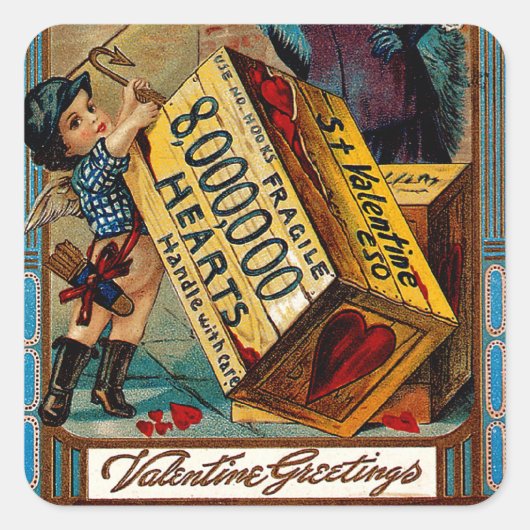 St. Valentijn Crate Vierkante Sticker (Voorkant)