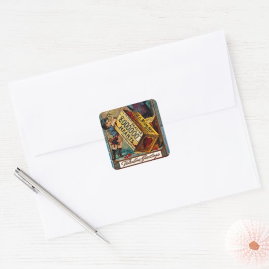 St. Valentijn Crate Vierkante Sticker (Envelop)