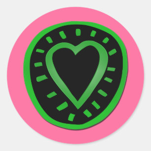 St Valentijnsdag Groen Zwart Hart Roze Sticker