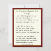 St. Valentijnsdag Religious Poem Prayer Kaart (Achterkant)