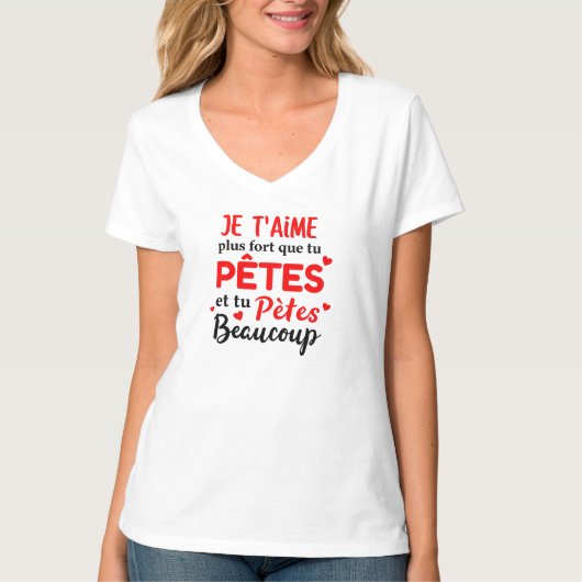 St Valentin Couple Je T'aime Plus Que Tu Ronfles T-shirt (Voorkant)