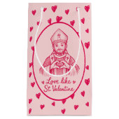 St Valentine Catholic Pink Heart Sketch Artwork Klein Cadeauzakje (Voorkant)