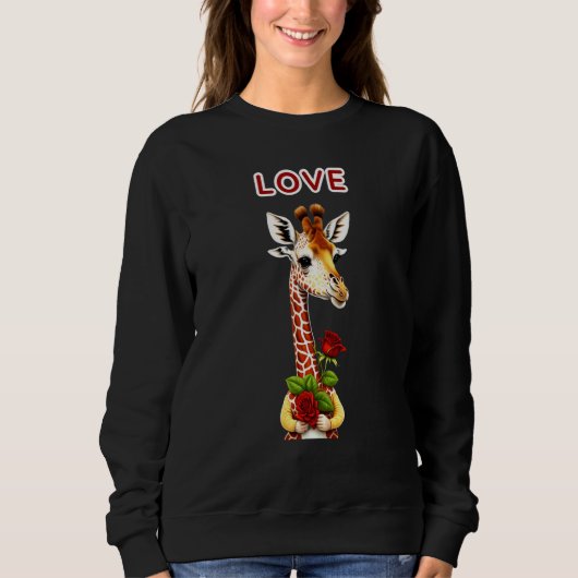 St Valentine Day Love Giraffe holding roses Trui (Voorkant)