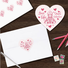 St Valentine Pink Catholic Heart Illustration Hart Sticker