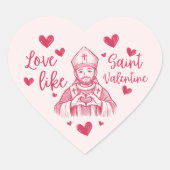 St Valentine Pink Catholic Heart Illustration Hart Sticker (Voorkant)