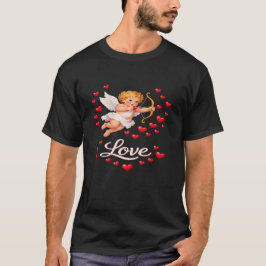 St. Valentines Day Cupid Love Men's Black  T-shirt