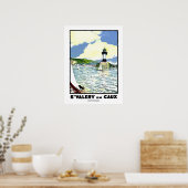 St. Valery en cayx, water, vuurtoren, zeilboot Poster (Keuken)
