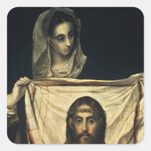 St.Veronica met de Heilige Shroud Vierkante Sticker (Voorkant)