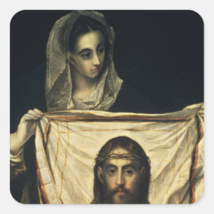 St.Veronica met de Heilige Shroud Vierkante Sticker