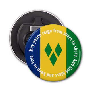 St Vincent and the Grenadines Flag Anthem Vincy  Button Flesopener