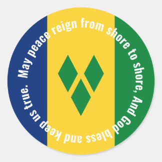 St Vincent and the Grenadines Flag Anthem Vincy  Ronde Sticker