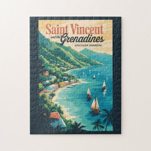 St Vincent en de Grenadines Landschap Retro Legpuzzel (Verticaal)
