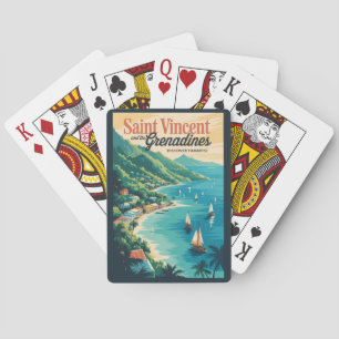 St Vincent en de Grenadines Landschap Retro Pokerkaarten