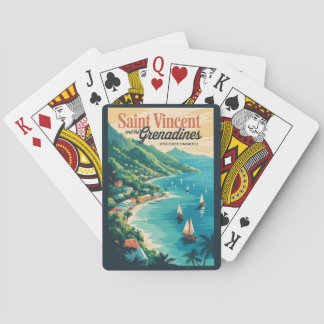 St Vincent en de Grenadines Landschap Retro Pokerkaarten