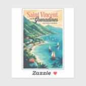 St Vincent en de Grenadines Landschap Retro Sticker (Vel)
