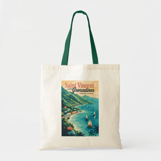 St Vincent en de Grenadines Landschap Retro Tote Bag (Voorkant)
