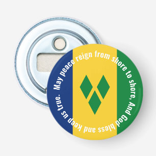 St Vincent en de Grenadines Vlag Anthem Vincy Button Flesopener