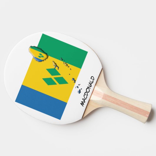 ST VINCENT FLAG & MAP op maat Tafeltennisbatje (Zijkant)