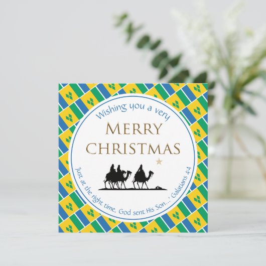 ST VINCENT FLAG Three Wise Mannen Kerstmis Feestdagenkaart (Staand voorkant)