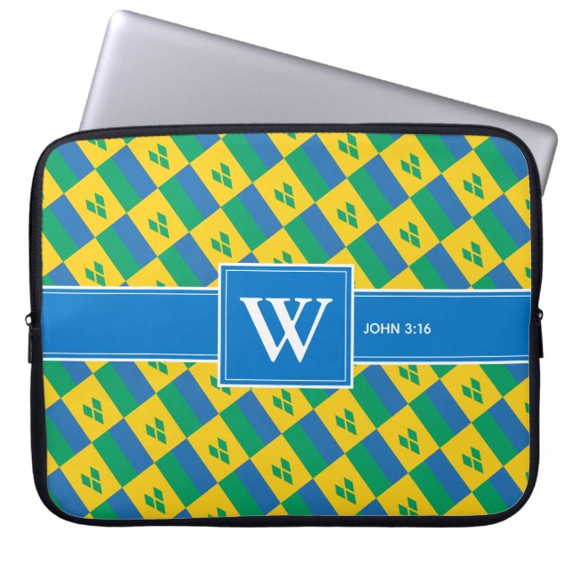 ST VINCENT GRENADINES - Christelijk monogram voor  Laptop Sleeve (Voorkant)
