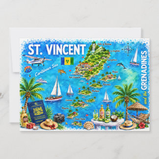 St Vincent Grenadines geïllustreerde kaart ansicht