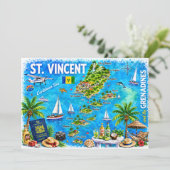 St Vincent Grenadines geïllustreerde kaart ansicht (Staand voorkant)