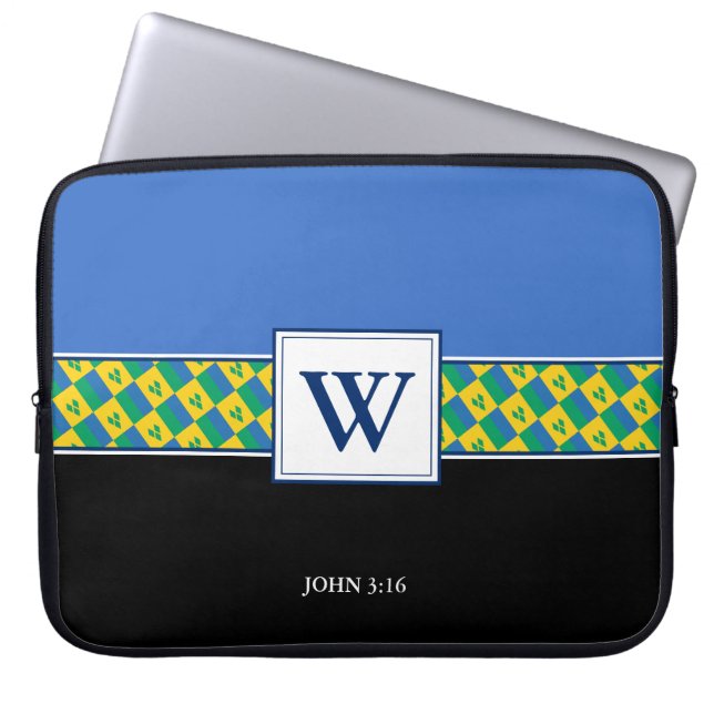 ST VINCENT SVG Monogram Christelijke bijbellaptop Laptop Sleeve (Voorkant)
