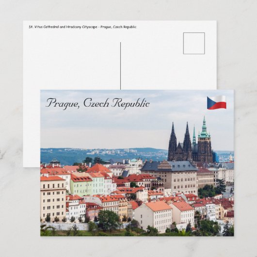 St. Vitus Cathedral en Prague Cityscape - Tsjechië Briefkaart (Voorkant / Achterkant)