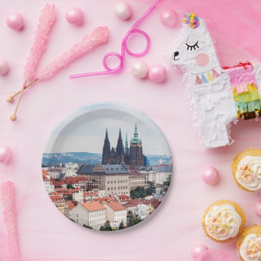 St. Vitus Cathedral en Prague Cityscape - Tsjechië Papieren Bordje (Feest)