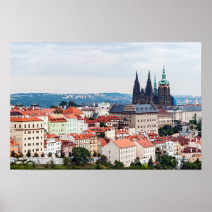 St. Vitus Cathedral en Prague Cityscape - Tsjechië Poster