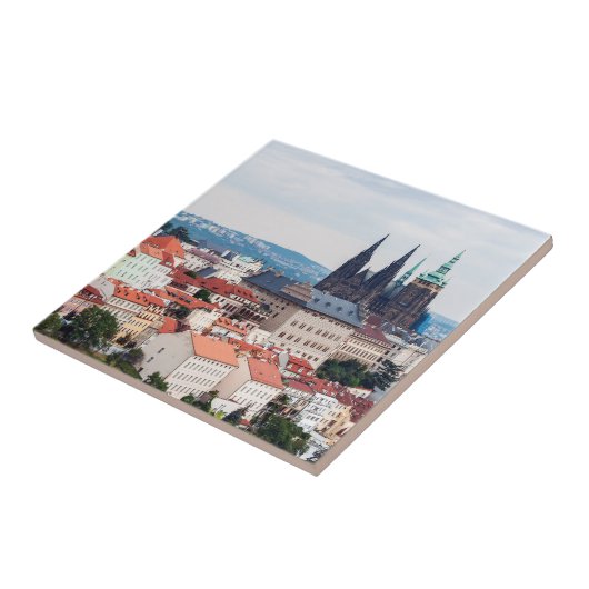 St. Vitus Cathedral en Prague Cityscape - Tsjechië Tegeltje (Zijkant)