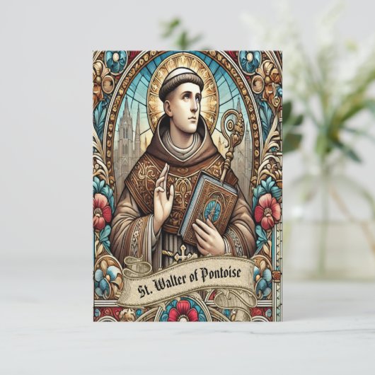 St. Walter van Pontoise Italiaans Sint Gebed Kaart (Staand voorkant)